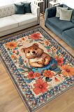 Homshtag Nuh'un Gemisi Koleksiyonu Quakka Dünyanın En Mutlu Hayvanı Çiçek Vintage Renkli Halı