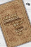 Homshtag Art Deko Vintage Afrikalı Temalı Kahverengi Renk Etnik Halı Bordürlü Afrika Haritası Halısı