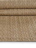 Sisaluna 4443 Bej Jüt Tabanlı Modern Dokuma Kilim Sisal Hasır Halı