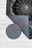Homshtag Gotik Örümcek Ağı Temalı Halı Siyah Çiçekli Oturma Odası Halısı Hediyelik Örümcekli Halı