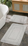 Doğal Kaymaz Taban Banyo Paspas Seti Uzun Ömürlü Yumuşak Dokulu Su Emici Yıkanabilir Çerçeve Set 50x80-50x40