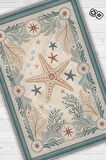 Homshtag Nuh'un Gemisi Koleksiyonu Deniz Yıldızı Temalı Çiçekli Krem Renk Bordürlü Şık Konsept Halı