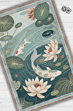Homshtag Art Deco Göl Desenli Halı Bitki Temalı Yeşil Renkli Gölcük Desenli Dijital Baskı Halı