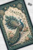 Homshtag Nuh'un Gemisi Koleksiyonu Tavuskuşu Temalı Çiçekli Çok Renkli Bordürlü Şık Konsept Halı