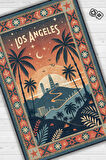 Homshtag Şehirlerde de Los Angeles Temalı Dijital Baskılı Yıkanabilir Pamuk Tabanlı Halı