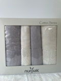 NURPAK %100 PAMUKLU HAMAM TAKIMI GRİ-KREM