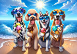 Art Çocuk Tatilci Köpekler 200 Parça Puzzle