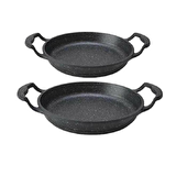 Eda Asya 20 cm + 22 cm Yanmaz/Yapışmaz Döküm Sahan Tava