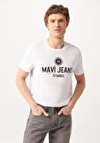 Mavi Logo Baskılı Beyaz Tişört 066195-620