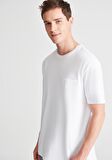 Mavi Cepli Beyaz Basic Tişört 066248-620