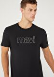 Mavi Logo Baskılı Siyah Tişört 065781-900