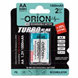 Orion 1.2V 1000mAh Ni-Mh AA Şarj Edilebilir Kalem Pil 2'Lİ Paket