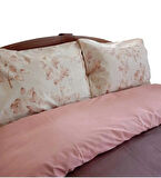 English Home Plain King Size Nevresim Yastık Set Pudra Bej Mürdüm Kahve