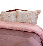 English Home Plain King Size Nevresim Yastık Set Pudra Bej Mürdüm Kahve