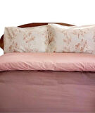 English Home Plain King Size Nevresim Yastık Set Pudra Bej Mürdüm Kahve