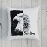 Taç Lisanslı Beşiktaş Kartal Çift Yönlü Kırlent 40x40 cm