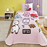 Taç Lisanslı BT21 Tek Kişilik Pamuk Pike Takımı