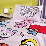 Taç Lisanslı BT21 Tek Kişilik Pamuk Pike Takımı