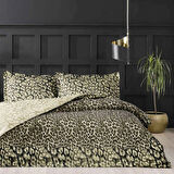 Taç Saten Çift Kişilik Leona Kahve Nevresim Takımı