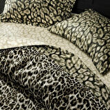 Taç Saten Çift Kişilik Leona Kahve Nevresim Takımı