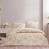 TAÇ SEÇ&SER ÇİFT TARAFI DESENLİ ÇİFT KİŞİLİK NEVRESİM TAKIMI LİVİA EKRU