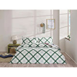 TAÇ SEÇ&SER ÇİFT TARAFI DESENLİ ÇİFT KİŞİLİK NEVRESİM TAKIMI GREENY YEŞİL