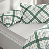 TAÇ SEÇ&SER ÇİFT TARAFI DESENLİ ÇİFT KİŞİLİK NEVRESİM TAKIMI GREENY YEŞİL