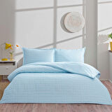 TAÇ SEÇ&SER ÇİFT TARAFI DESENLİ ÇİFT KİŞİLİK NEVRESİM TAKIMI DORİAN MAVİ