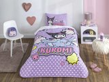 Lisanslı Kuromi Smile Tek Kişilik Yatak Örtüsü Seti