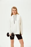 Yan Şerit Fermuar Detaylı Kapüşonlu Örme Sweatshirt