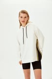 Yan Şerit Fermuar Detaylı Kapüşonlu Örme Sweatshirt