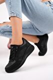 Muggo Asel Garantili Kadın Ortopedik Günlük Bağcıklı Yandan Fermuarlı Rahat Sneaker Spor Ayakkabı