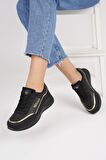 Muggo Happy Garantili Kadın Ortopedik Günlük Bağcıklı Şık Rahat Sneaker Spor Ayakkabı