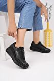 Muggo Happy Garantili Kadın Ortopedik Günlük Bağcıklı Şık Rahat Sneaker Spor Ayakkabı