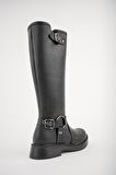 Muggo GİSELE Garantili Fermuarlı Kemer Detaylı Kadın Kışlık Çizme