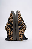 Muggo LEOPARD Garantili Kadın Ortopedik Günlük Bağcıklı Yürüyüş Leopar Desenli Sneaker Spor Ayakkabı