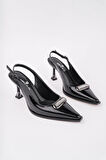 Muggo HEELS Arkası Açık Toka Detaylı Günlük Klasik Topuklu Kadın Stiletto Ayakkabı