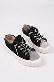 Muggo DAMSEL Bağcıklı Taşlı Kadın Günlük Denim Sneaker Spor Ayakkabı