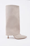 Muggo CATİE Süet Sivri Burun İnce Topuklu Kadın Çizme