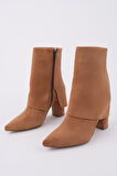 Muggo İMPERA Sivri Burun Kalın Topuklu Fermuarlı Kadın Bot