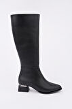 Muggo COLLİE Sivri Burun Yandan Fermuarlı Topuklu Kadın Çizme