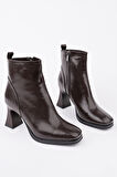 Muggo CELİNA Küt Burun Fermuarlı Topuklu Kadın Bot 