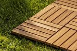 SUNSOE İroko Ağacı Balkon Bahçe Ahşap Yer Döşemesi Karo Deck 30x30 cm – 10 Adet (0,9m2)