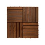 Sunsoe Dişbudak Ağacı Balkon Bahçe Ahşap Yer Döşemesi Karo Deck 30x30 cm - 10 Adet (0,9m2)