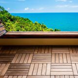 Sunsoe Dişbudak Ağacı Balkon Bahçe Ahşap Yer Döşemesi Karo Deck 30x30 cm - 1 Adet (0,09m2)