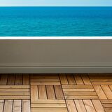 SUNSOE Fin Çamı Balkon Bahçe Ahşap Yer Döşemesi Karo Deck 30x30 cm - 10 Adet(0,9m2)