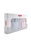 Kristal Comfort Çeyizlik Aile Bornoz Seti - Lila - Mavi