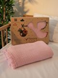 %100 Pamuk 4 Katlı Müslin Bebek Örtüsü 110x110 cm - Pembe