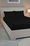 %100 Pamuk Ranforce Premium Çift Kişilik Çarşaf Seti - Siyah
