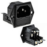 Powermaster Power Şase Çift Fuselli C14 3 Pinli Elektirik Kablosu Enerji Kablosu Soketi Bilgisayar Kasası İçin